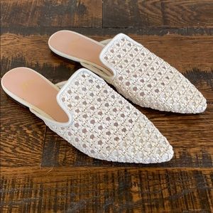 J.crew pointed toe woven slides 8 L5457 natural